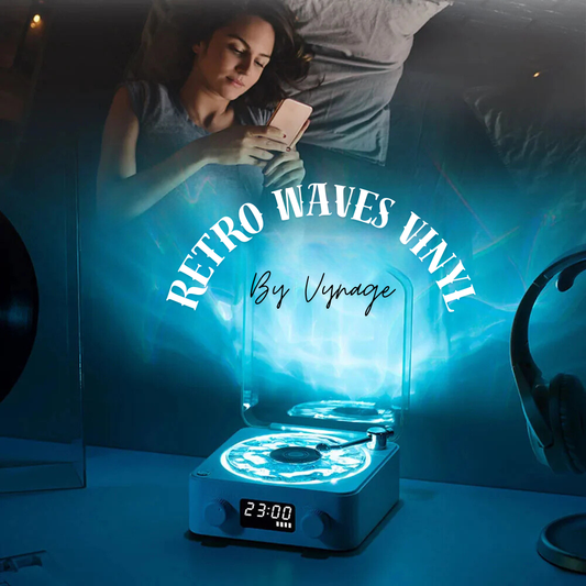 Retro Waves Vinyl (Bleu) - Enceinte Bluetooth Créatrice d’Ambiance