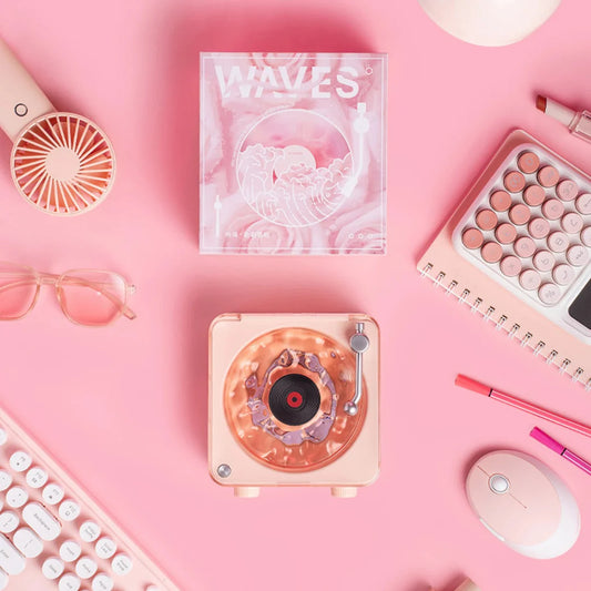 Retro Waves Vinyl (Rose) | Enceinte Bluetooth Créatrice d’Ambiance